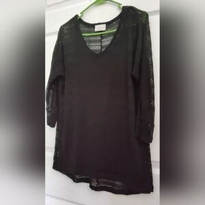 Bobbie Brooks Black 2 Piece Sheer Top With A Black Tank Layer Underneath